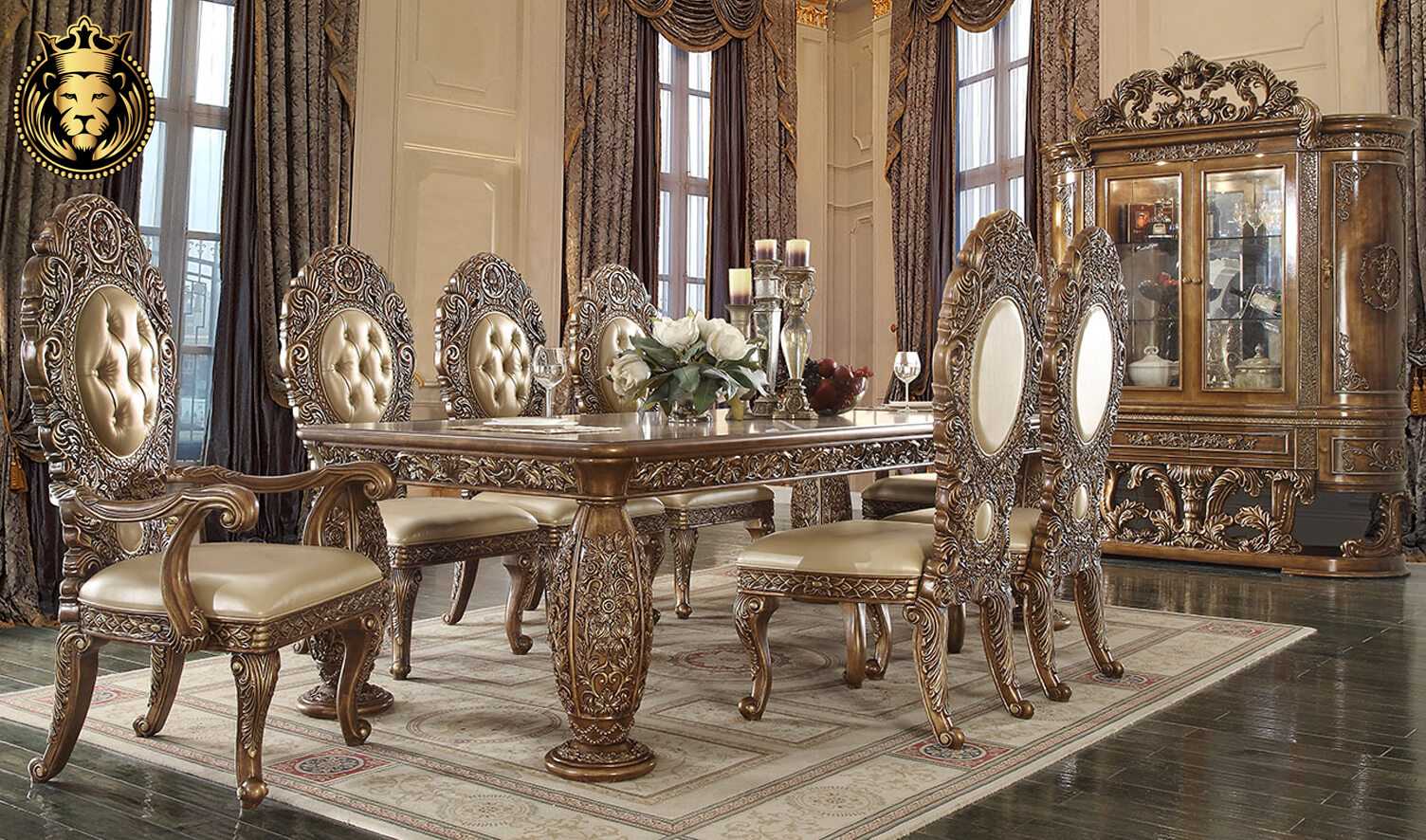 Oxnard European Style Hand Carved Dining Set