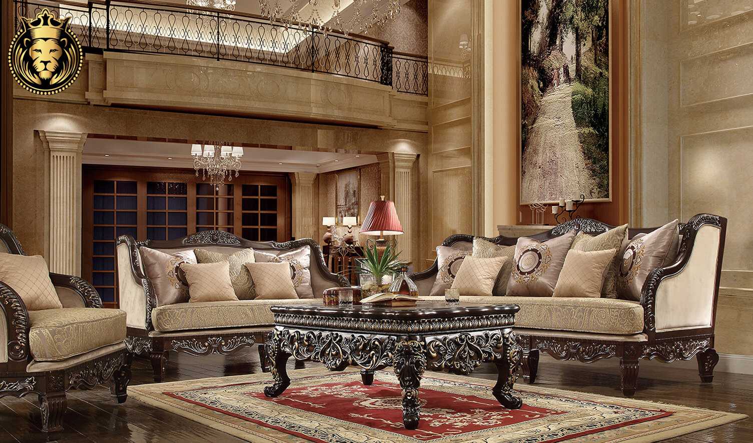Portland Antique Style Carving Royal Sofa Set