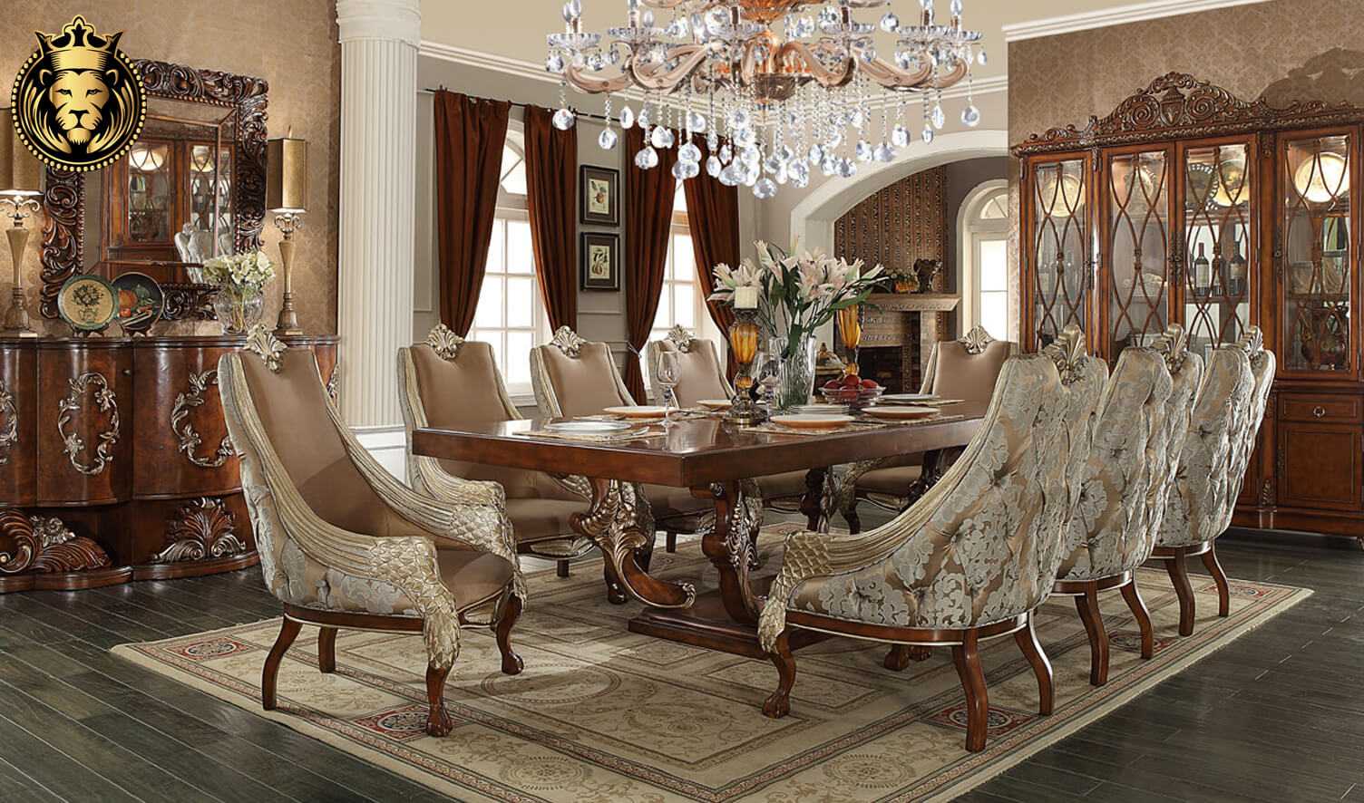 Reno Classic Style Hand Carved Dining Set
