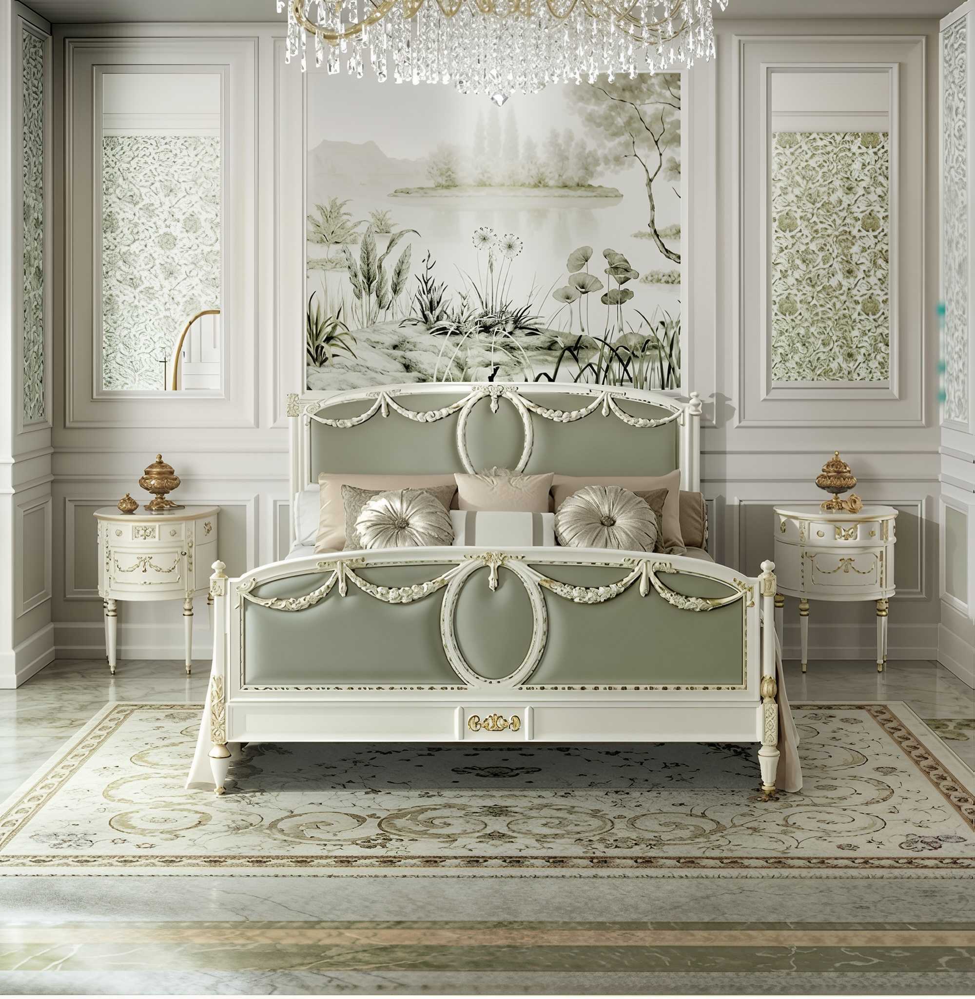 Roman-Inspired Neoclassical Bed – Classical Elegance with Modern Craftsmanship