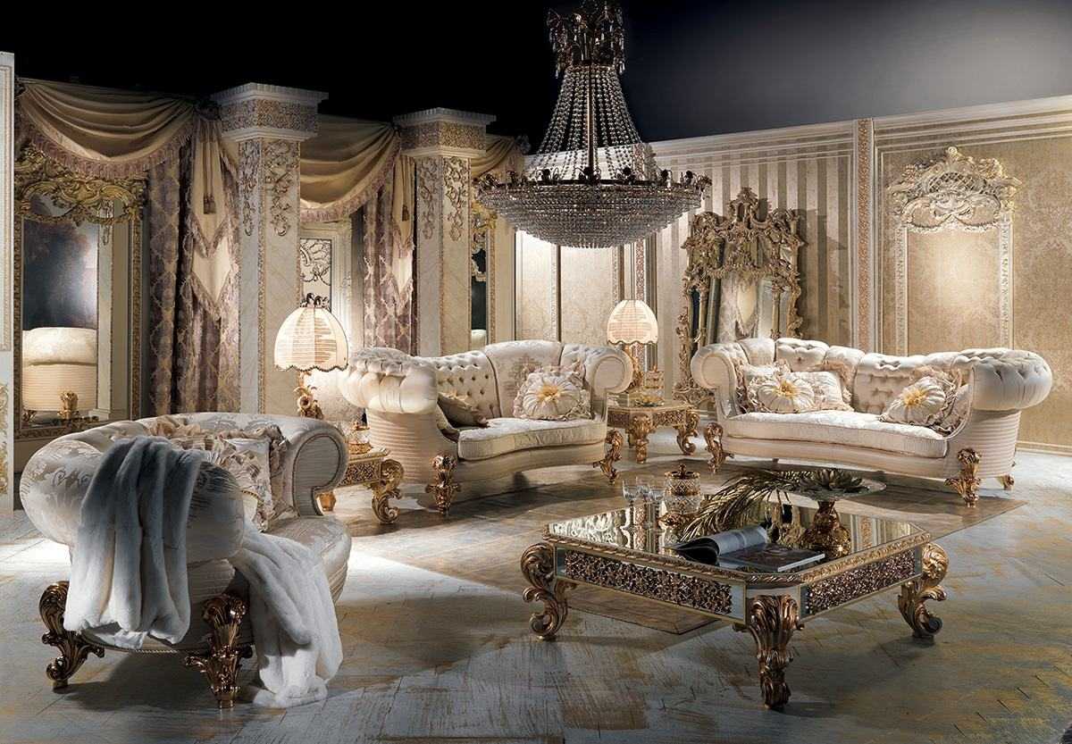 Royal European Luxury Sofa Set Handcrafted Solid Wood Frame, Sofa with High Tufted Back, Intricate Carvings, and Gold Leaf Accents for Majestic Living Spaces