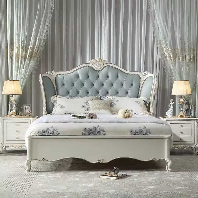 Saharanpur Style Carved European Design Wooden Bed