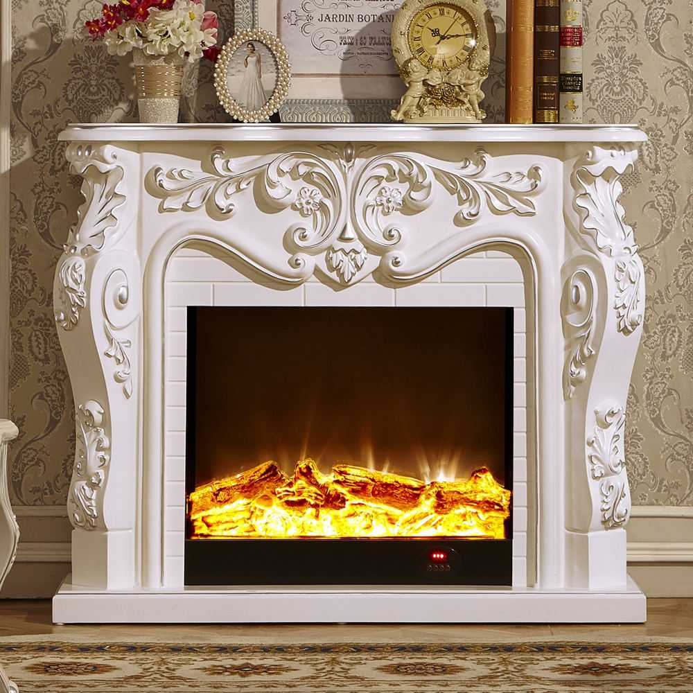 Simulation Flame Decorative Wooden Fireplace Mantel